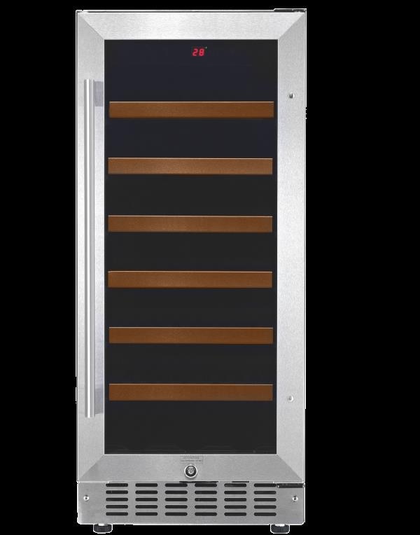 WINE COOLER 33 BOTTLES WHITE WESTINGHOUSE USA - SINGLE ZONE, BUILT-IN FOR RED / WHITE / SPARKLING WINES WITH STAINLESS STEEL DOOR FRAME