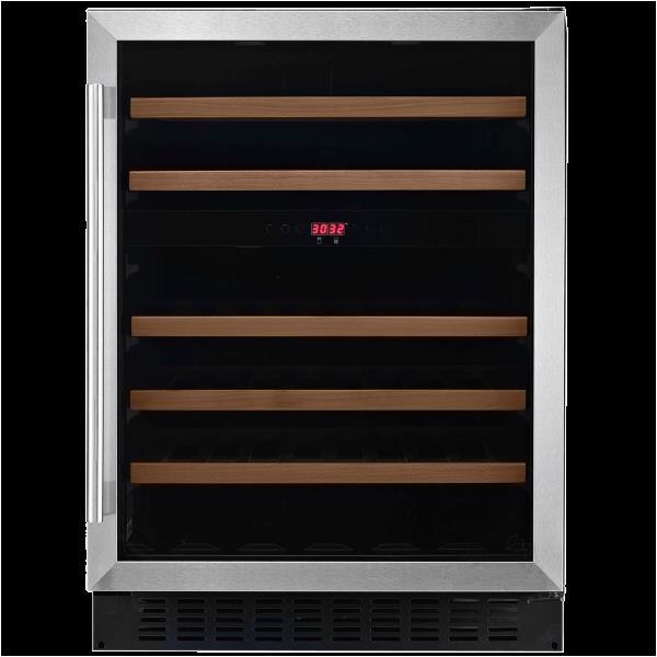 WINE COOLER 54 BOTTLES WHITE WESTINGHOUSE USA - DUAL ZONE, BUILT-IN FOR RED / WHITE / SPARKLING WINES WITH STAINLESS STEEL DOOR FRAME