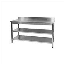 1. top is made out of 16 swg thick, 304 grade sheet.2. under shelf's are made out of 18 swg thick, 304 grade sheet.3. all three shelfs are sound deadened by sheet stripners.