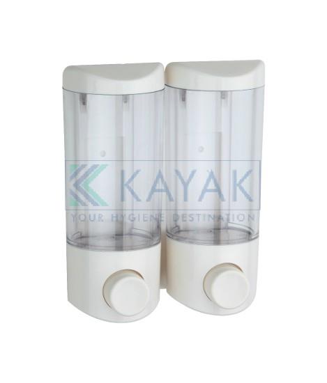 “Twin Manual Soap Dispenser”Our company offers high quality Twin Manual Soap Dispenser for our esteemed international customers. These Twin Manual Soap Dispenser highly appreciated soap dispensers are manufactured with high quality ABS plastic.The Twin Manual Soap Dispenser is an highly versatile, user-friendly system, which fully adapts to your chemical needs. Pumps and containers are fully interchangeable, to allow any type of chemical to be dispensed from a refillable container or a disposable pouch - see the