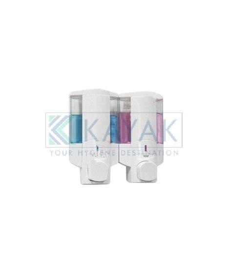“Double Manual Soap Dispenser”Our company offers high quality Double Manual Soap Dispenser for our esteemed international customers. These Double Manual Soap Dispenser highly appreciated soap dispensers are manufactured with high quality ABS plastic.The Double Manual Soap Dispenser is an highly versatile, user-friendly system, which fully adapts to your chemical needs. Pumps and containers are fully interchangeable, to allow any type of chemical to be dispensed from a refillable container or a disposable pouch - see the