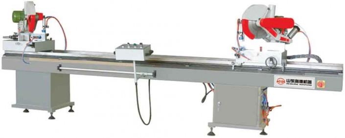 Double Head Circle Cutting Machine - Horizontal Cutting machine is used for processing plastic profiles at angles of 45, ~90, ~45. The swayingstable feeder is adopted. The pneumatic driving system is used in profiles clamping and cutting. It has the features of easy operation and high accuracy. Work Air Pressure 0.4~0.6 MpaAir Consumption 100L / MinCutting Thickness <05 mmCutting Width <20 mm