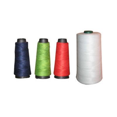 We can develop suitable sewing threads depending on any specific weight/application.Characteristics: •	Non-Bio degradation. Resistant to rot, mildew and other organisms•	Very high Breaking strength to withstand Drop Test and Pile test. Its strength and elongation remains stable in dry conditions•	Low Shrinkage In water and air after setting•	Very good thermal stability upto 100°C and very low thermal conductivity•	Knot Free•	Improved Seam Appearance•	Enables High Speed Stitching•	Uniform twist•	Enables High Speed Stitching•	Slippage Resistant•	Available in White & Selected ColorsJumbo Cones: (Suitable for Stationary Machine with or without conveyor belt for continuous/heavy bag stitching)•	Standard Size: Approximately 2-3 Kgs•	Cone Types: Paper Tubes•	Ply: 2 Ply, 3 Ply, 4 Ply•	Count: 8, 10, 12, 15Application Suitability: •	ASB 215 EQ: Packages up to 10 Kgs•	ASB 312 EQ: Packages up to 25 Kgs•	ASB 412 EQ: Packages of 25 Kgs to 100 Kgs