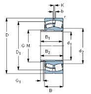 d 75 mmD 130 mmB 31 mmd2 ≈ 87.8 mmD1 ≈ 115 mmb 6 mmK 3 mmr1,2 min. 1.5 mmTapered bore, taper 1:12