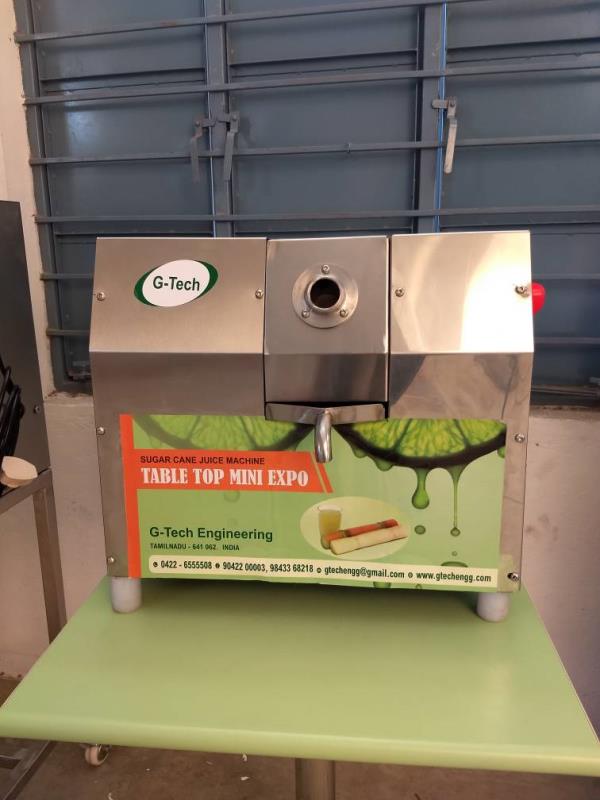 Table Top 0.5 HPThis Machine Is Design For Easy To Carry. In This Machine We CanGet Maximum 60 Litres of Juice/Hr. It Has Crushing Rollers Easy To Clean and Juice Collecting Compartments Also Design easy Cleaning.Salient Features Of Table Top ( Model : TT- 500 Mini )1. Motor 0.5 HP Single Phase With Reverse and Forward.2. Crushing Efficiency –1.5kg per Minute.3. Yield Efficiency - 95% Juice in a Single Crush.4. Drive - Gear And Gearbox.5. Noiseless Juice Extraction.6. Emergency stop.7. Auto trip.