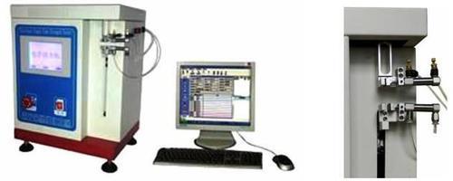 Single Fiber Strength Tester - Tenacity and elongation Testing of Fibres - Tenacity and elongation TesterApplicationTenacity and elongation Tester or Single Fiber Strength Tester, suitable to test the tension strength i.e. Tenacity and elongation of chemical fiber, cotton, wool, ramie, silk, glass fiber, fine metallic thread, etc.FeaturesIncluding LCD panel, computer operating software (All in English)Large LCD panel, real-time display testing result and settingsUse 16bit MCU(Mitsubishi, Japan), equipped with Japan made motor and ball-screw2 set of gripsForce unit: N, Kgf, lb, in, cN can be switched freely with support of computer and accessorial software;High accuracy and fast response;Easy to load and unload specimen;SpecificationsThe maximum load test : 100cN, 300cN, 500cN, 1000cNLoad measuring accuracy : 0.02%(F.S)Resolution : 0.01 cNMax Elongation range : ≤150mmElongation measuring accuracy : 0.01mmzero drift : ≤0.2% (F.S)The falling speed of lower clamping device : 1~199mm/min (adjustable)The accuracy of falling speed : ≤1%The rising speed of lower clamping device :100mm/minStandards ISO5079 ISO11566Power 220V 50 HzWeight 35 KgDimensions 400 x 320 x 550 mm(LxWxH)Additional Information:Item Code: FTT500#Manufacturer and #supplier of #Martindale #Abrasion & #Pilling #Tester #in #Vadodara, #Gujarat, #India.#Manufacturer and #supplier of #Elmendorf #Tear T#ester #in #Vadodara, #Gujarat, #India.#Manufacturer and #supplier of #Hydrostatic #Head #Tester #in #Vadodara, #Gujarat, #India.#Manufacturer and #supplier of #Air #Permeability #Tester #in #Vadodara, #Gujarat, #India.