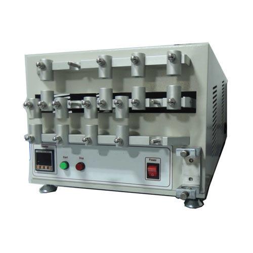 Flexing Resistance Tester:Application:Flexing Resistance Tester is designed for flexing resistance test to bending or other types of failure at flexing creases. The machine is applicable to all flexible materials and in particular leathers, artificial leather below thickness of 3.0mm, and other coated fabrics, sheet materials, etc. Test ProcedureOne of the specimen surface as the inner side, the other side as the outer surface, reciprocating bend it at an angle of 22.5 Deg., until it is injured or meeting a given number times. Use a magnifying glass to evaluate its damage degree and record it.Specifications Work stations: 12Counter: 1-999,999 timesPower 220 V 50/60 Hz 4 AWeight 70 KgDimensions 480 x 480 x 320 mm(LxWxH)