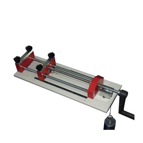 Fryma Fabric Extension Tester - Fabric ExtensometerApplicationFryma Fabric Extension Tester, to simply and economically determine the stretch and recovery of textile fabrics, both knitted and woven. The apparatus consists of a loading frame with clamps and a screw tensioning device, two 3kg loading Weight s and sample cutting templates. SpecificationTest time: 10+/-3 sOptional AccessoriesLoading Weight: 3 Kg / 6 KgWeight 15 KgDimensions 360x170x170mm(LxWxH)