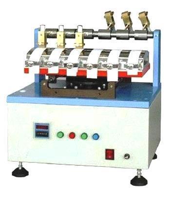Rubbing Fastness (Gakushin) Tester - Gakushin type rubbing & Color Fastness Tester - Colorfastness/Rubbing (Gakushin) TesterApplicationRubbing fastness (Gakushin) tester for JIS standards for evaluating a material's resistance to rubbing motion. Unit is a six station, benchtop machine which includes clamps for sample attachment to moving platen and clams for weighted rubbing arm for attachment of rubbing material.Cycle counter automatically stops machine at the end of test cycles. Test samples are visually evaluated. Includes two sets of test heads (6 heads each set) weighing 200g and 500g each, complete set of weights (6 each) of 100g, 300g, 400g and 800g which fit either test head. Each test arm is counterbalanced to offset arm weight. Suitable for dry and wet rubbing tests.Specification Work station: 6Rubbing head pressure: 2N (Optional: 1N, 2N and 5N).Travel length: 100mm.Travel speed: 30times/minSpecimen: 220x30mmWeights: 100g,300g,400g,800gCounter: LCD, 1-999,999 times, automatically stopsPower 220/110 V 50/60 Hz 70WWeight 45 KgDimensions 560x550x540 mm(LxWxH)Rubbing fastness tester as per Japanese JIS L 0849 Type II Test Standard