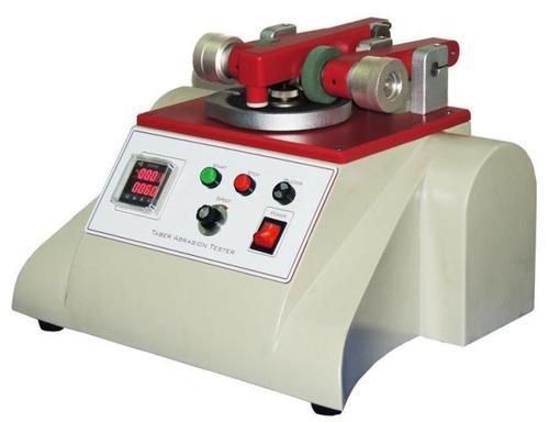 Taber Abrasion Tester - Taber Abrasion - Rotary Abrasion Tester - Taber Abraser (Abrader) - Dual Rotary Abrasion TesterTo meet the diversified requirements of our prestigious clients, we are instrumental in manufacturing, exporter of Taber Abrasion Tester. Offered range is manufactured with premium quality components and progressive technology.Application:Taber Abrasion Tester (Taber Abraser). To determine the wear resistance of all kinds of structures including fabrics, leather and rubber, paper, metals, paints, plated surfaces, coated materials, glass etc.Taber Abrasion Tester (Taber Abraser) uses the X pattern of abrasion produced by a rotary action of a pair of abrasive wheels. Taber abraser supplies with a full range of auxiliary Weights, specimen holders, abrasive wheels, wheel refacer and vacuum unit.Specifications:Grinding Wheel: Dia. 2inchWear Round Centre Spacing: 53.2mmGyration Speed: 60±1rpmCounter: LCD, 0-999,999 timesDistance between sample to vacuum tube: 3mmIncluded Accessories:1 Vacuum cleanerGrinding Wheel – CS10 from USALoading Weights – 6 pcs for 125cN, 250cN, 750cNPaster – 1 PackSand Paper – 10 PcsOptional Accessories: H22/H18/CS17/H38 taber industrial made accessories from USA.Models : TAT1/Taber Abrasion Tester (Taber Abraser) – 1 Head,TAT2/Taber Abrasion Tester (Taber Abraser) – 2 HeadPower 220 /110 V 50/60 Hz 3 AWeight 50 KgDimensions 530 x 380 x 380 mm(LxWxH)