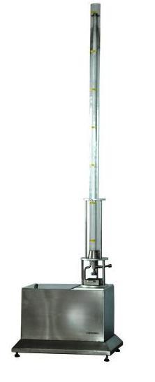 ApplicationRainproof Tester, to determine the penetration resistance of fabrics or composites at different intensities of water impact. Simulated rain horizontally impacts fabric samples mounted vertically in a stainless steel bath. Samples are backed with a standardized blotting paper which is weighed before and after each test. The rain is formed by a column of water which can be adjusted from 600mm to 2400mm.SpecificationsTest Dimensions: 200x200mmBlotting Paper Dimensions: 152x152mmSample Nip Width: 152mmSample Nip Space Between: 165mmSample Nip Dimensions: 178x229mmNozzle Diameter: 0.99±0.013mmNozzle Space Between sample: 305mmOptional AccessoriesAATCC Blotting Paper 500 x 1000mm (20 x 40in) 25 SheetsStandards: AATCC 35, BS EN ISO 22958Weight 30 KgDimensions 460x460x3300 mm(LxWxH)