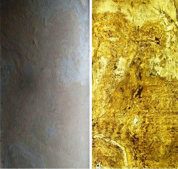 THIS PRODUCT WAS INVENTED BY ACCIDENT.IN THE PROCESS OF REPAIRING A DAMAGED SLATE TABLE TOP, THE CARRIER RETAINED A THIN VENEER OF SLATE WHEN PEELED AWAY FROM THE ORIGINAL SLATE TILES.IT PRESENTED THE SAME EFFECT AS NORMAL SLATE,ONLY IT WAS FLEXIBLE AND LIGHT WEIGHT.