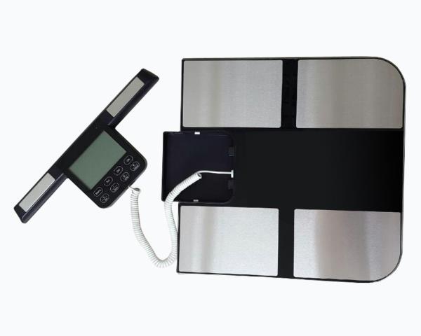 Human Body Composition Analyzer is a professional equipment for clinics, pharmacy gives accurate reading of your body such as BMI, body fat%, skeletal muscle %, body water%Help clients to monitor health level and track body composition change trend, make diet and exercise adjustment accordingly and be at the top of fitness. Product Advantage Includes:1 Full body test with 8 electrodes BIA tech2 PC analysis and app, data sync by Bluetooth3 Health report and exercise prescription printout4 Graphical evaluation and trend chart for health indicators5 Unlimited user number and memory for PC and app Application: clinics, pharmacy, nutrition center…Discover and prevent