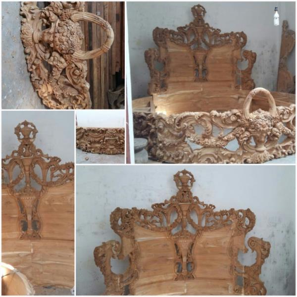 Teak Wood raund bed size 6.5 by 6.5 only order ready after 30 days with pilish and no mattress fuul king size bed model