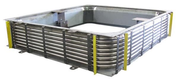 RECTANGULAR TYPE EXPANSION  JOINTS ARE MOSTLY USED IN LOWPRESSURE DUCTING SYSTEMS INCLUDING GAS TURBINE EXHAUSTSYSTEMS, TURBINE/CONDENSER CONNECTIONS, BOILER REACHING,FLUE GAS DUCTS, REGENERATORS, PRECIPITATORS. UNIVERSAL RECTANGULAR BELLOWS ARE USED FOR LATERAL  & ANGULAR MOVEMENT AND SINGLE AXIAL RECTANGULAR BELLOWS FOR AXIAL MOVEMENT & SMALL LATERAL MOVEMENT.STARFLEX BELLOWS IS A LEADING SUPPLIER OF RECTANGULAR BELLOWS IN VADODARA, RAJKOT, SURAT, VAPI, GUJARAT, INDIA
