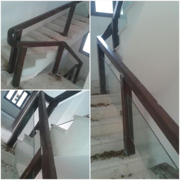 Wooden glass Staircase Railings plan design details pillras 3