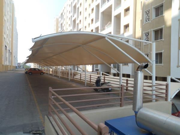 Tensile structures are architecturally innovative forms of construction art that provide designers and end users a variety of aesthetic free-form canopy designs. Custom-made tension fabric structures are engineered and fabricated to meet worldwide structural, flame retardant, weather proofing and natural forces requirements. The Tension Structure provides elegant solutions for architects, designers, general contractors and anyone who is looking to spice up the ambience of their environment. Stand out from the crowd. Give an Awning to your Shop, Restaurant or any other commercial site. An awning means more attraction, more visits and more sales.Awnings provide your place that extra advantage of show casing your taste & quality even before a potential customer enters your place, it would reflect your commitment to quality and of having a Unique identity. Features Weather resistance Abrasion & corrosion resistance Easy to install Low maintenance Cost-effective