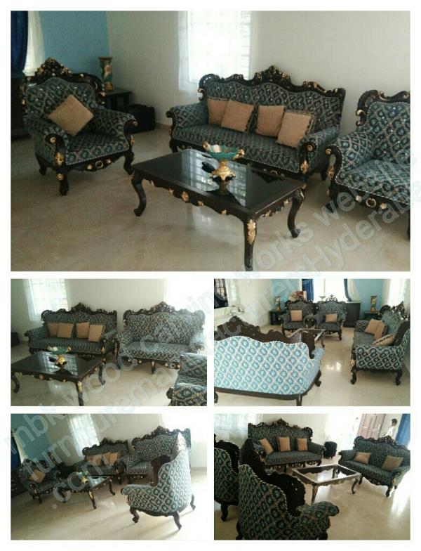 Best Indian wood quality sofa set ready for only order no stock only order 3+2+1+1 sofa set and 1 santer table good loking Sofa and best carving design polish finishing 3 colors walnut natural rosewood full gold and whight deko pent and deko pent price is defrent normal height sofa set best fabric mattress