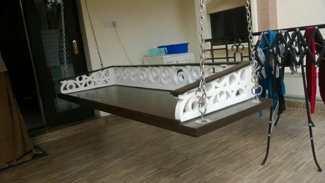 Teak Wood folsiling jhola 5 fet by 24 inch beck and hand height 12 inch solid wood with polish finishing no 🔗 chain 'only jhola and only order ready