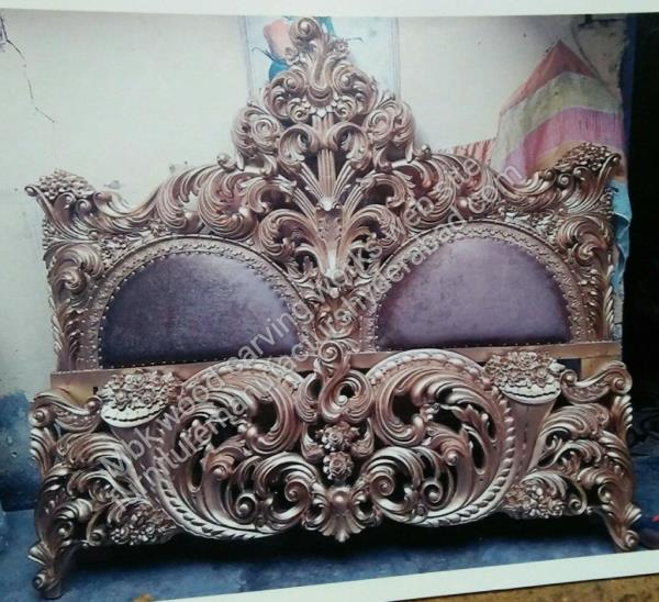 Full carving king size double cot walnut polishing best catalogue design cot height 6 fet mattress size 7ft x 6x6 fet customers requirements for only on order 3 color polishing natural walnut and roswood and gold color best indian teak wood delivery time 25 to 30 days