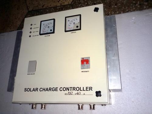 Kavita solar Offer a wide range of Electronic SPV Charge Controllers / Regulators with standard and custom built versions. The Standard model generally conforms to MNRE specifications.Electrical Specification:For Solar Charge Controller 192V-40AHIGH VOLTAGE CUT OFF - 232VConstant Charging Voltage - 224V ± 0.2 volts or as requiredKey Features :• Affordable• Safe, efficient and reliable • Easy to install • PWM Charging • Temperature Compensation • As per RAILWAY Specification• Micro Controller Based High efficiency electronicsGeneral Specifications and Features:-Housing material : MS ProvisionsMCBANALOG METER (VOLTAGE & AMPERE)DIGITAL PANEL METERDUAL CHANNALLED indications:-Battery charging in processBattery Charged (Charging disconnect)Battery deep discharge (Load disconnect)Battery ReverseSolar ReverseOutput VoltageOutput CurrentProtection options :Battery Reverse polarityBattery Overcharge100% short circuitSurge/lightning