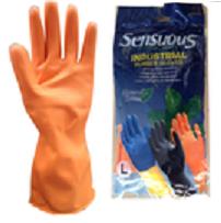 Sensuous Orange Rubber Gloves with Flock Lining