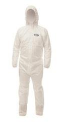 Kimberly Clark Breathable Particle Protection ApparelCode : Kleenguard A20+Features :Protection against Particles , Fibers and chemical Splash* Durable SMS fabric Keeps out 99% of particles larger than 1 microns* Triple Stitched internal seams protect against tearing* Breathable fabric reduces the risk of heat stress* Specially designed body , hood and waist for comfort and safety* Silicon free for critical areas* Available in white* En 1073-2 Approved for radioactive dust protection