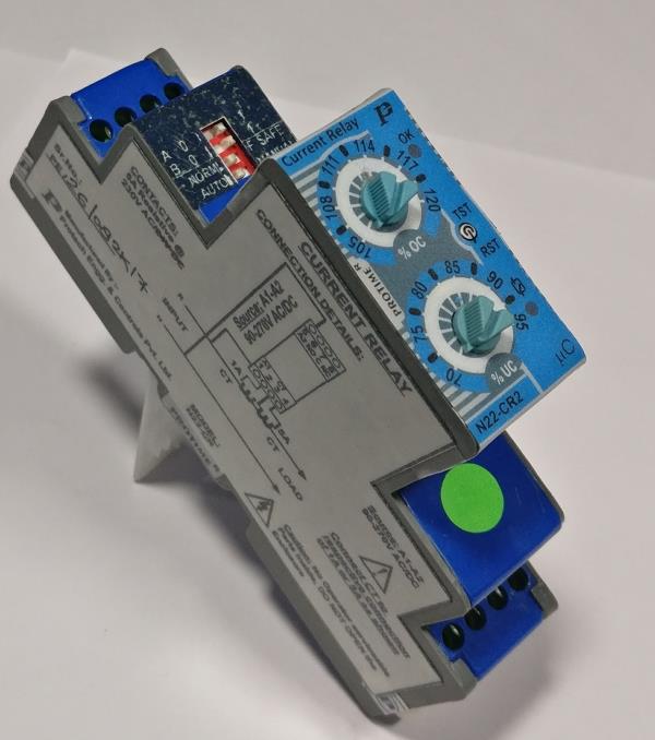 The N22 series Current relays monitors the current flowing through the circuit through CT or direct up to 5A / 1A. The secondary of C. T is connected to relay signal input. When current signal goes out of the range selected on the dial , the relay status will change . The relays are provided with time delays . The N22 relay has two selectable setting range for tripping. Also relay has wide auxiliary power supply range from 90 to 270V AC/DC. The Current relays are also provided with combined protection of Under & Over Current both settable separately. For more technical data please refer BROCHURE section (DS N22-CR)
