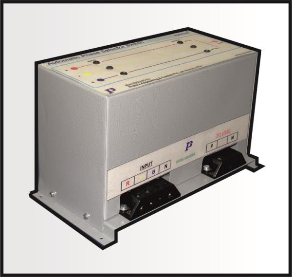 PROTIME's APSS is micro controller based Automatic Phase Selector Switch used for Single phase Loads with Three Phase Input Supply. It is used for uninterrupted Supply to Single phase Load, when the phase form which the load is driven fails, it switch-over the load immediately to the other phase available in the 3-phase supply system. The unit also shifts the load even when voltage of the supplying phase goes out of U/V-O/V range (Settable-inside). Thus its useful for un-manned operations & saves the energy of alternate sources , when only 1 phase fails for load shedding or may be failure of fuse or any other cause. The connection is very simple with 3-phase input & 1 Phase output. It is available for Standard ratings of 6A, 16A, 32A & 63A. For more technical data please refer BROCHURE section (DS APSS)