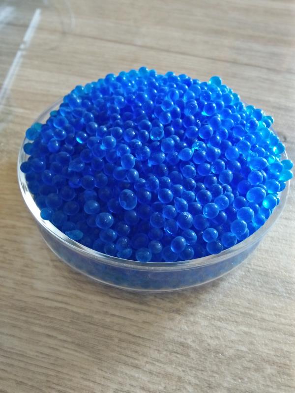 Silica Gel Blue Beads are available in round shape. It will function same as crystal only physical shape is different. It will change color from blue to pink gradually as it will absorb moisture from surrounding air. It comes in different size from 1 mm to 6 mm.