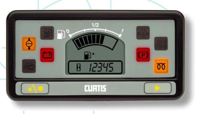 FORKLIFTS ADOPT THE LATEST VERSION OF AN LCD DISPLAY WITH PROGRAMMING OPTIONS WHICH IS SPECIALLY DESIGNED BY CURTIS. DISPLAY READINGS SUCH AS SPEED, WORKING TIME, POWER, FAULT CODES AND WARNING LIGHTS CAN BE OBTAINED.