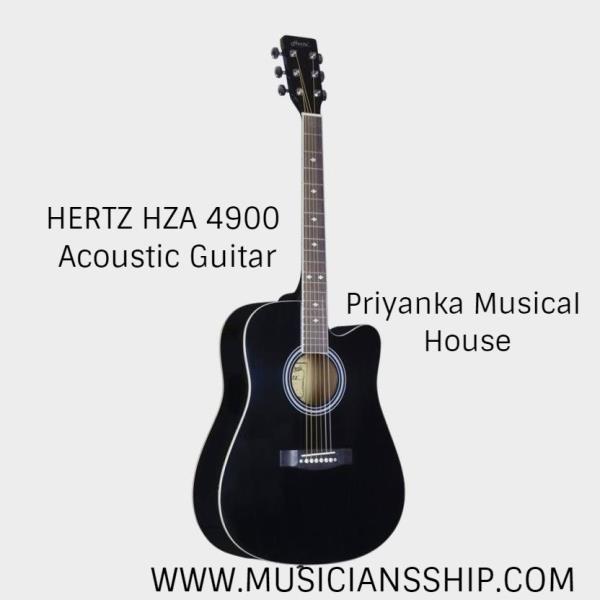 Hertz HZA-4900 Semi-Acoustic Guitar- Black Linden Wood Acoustic Guitar,