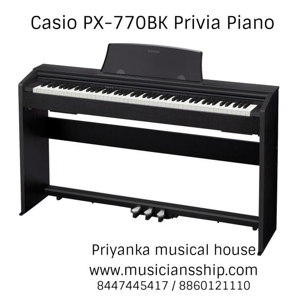 Key Features88-key, Tri-sensor Scaled Hammer Action Keyboard II, Simulated ebony and ivory keys19 TonesTouch Response (3 Sensitivity Level)128 Note Polyphony (max.)Concert Play (10 Songs)Digital EffectsLayer/SplitBuilt In Songs 60(Music Library) & 10(Concert Play)Duet ModeMidi Recorder 2 Tracks/ 1 SongSlide type keyboard coverUSB: type BIncluded Accessories: AC adaptor ,Score book, Pedal, Music book stand, Piano stand, Piano stool