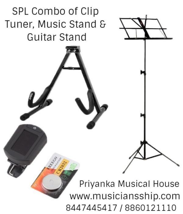 Here is an amazing combo of clip tuner, music stand and guitar stand from the reputed hub of SPL. Being a renowned brand, SPL ensures about the quality and durability of its products. The music stand in this combo is easy to carry, compact and foldable. The stand is adjustable from nineteen inches to forty four inches which will help you to adjust according to your convenience. The guitar stand features curved supports and non slip rubber feet