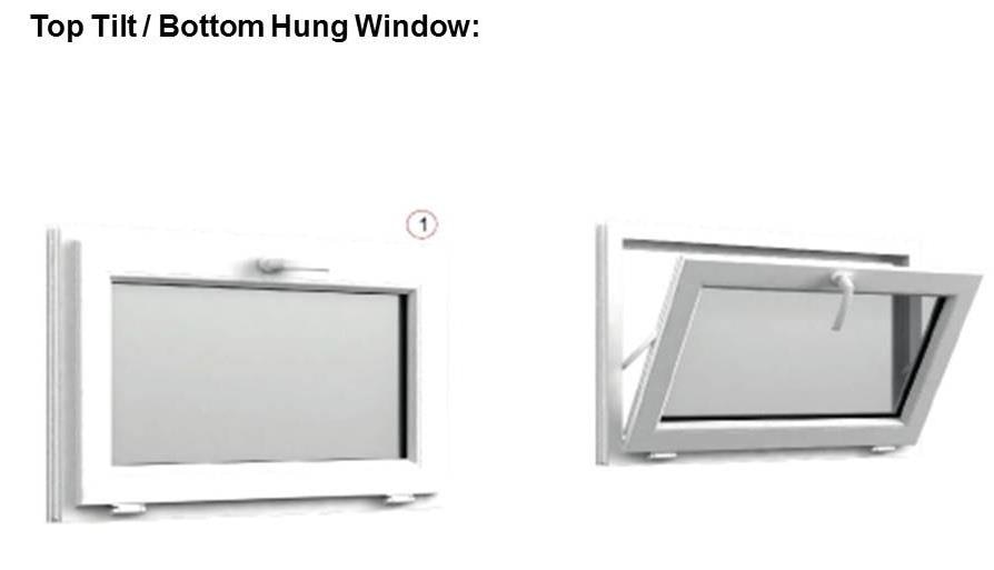 A bottom hung window tilts in and opens at the top. They have concealed hinges at the bottom. During rains, the tilt function prevents water entering while still allowing ventilation. A choice of latch handle or pull bar is available.Price per Sft is mentioned below: