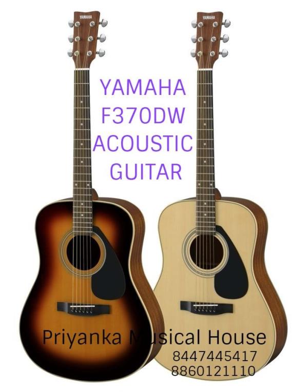 Yamaha F370DW acoustic guitar offers the quality, design and sound you'd expect from a Yamaha acoustic.Body Shape: DreadnoughtFingerboard Material: RosewoodFingerboard Radius: R400mmBridge Material: RosewoodTuners: Die-cast ChromePickguard: BlackBody Finish: Gloss NeckFinish: MattTop Material: SpruceNeck Material: Nato SideMaterial: SapeleNut Width: 43mm (1 11/16”)Body Depth: 100-125mm (3 15/16