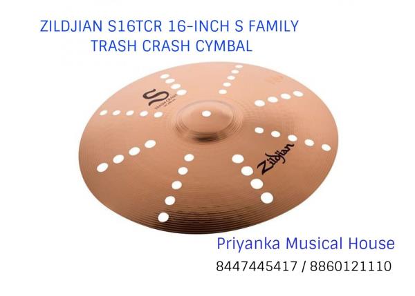 Zildjian S16TCR 16-Inch S Family Trash Crash Cymbal feature a thin weight crash tone along with a trashy white noise color that fits the mix perfectly. Light and loose, incorporate these into your setup to achieve a distortion boost in your crash cymbal sound.Size: 16