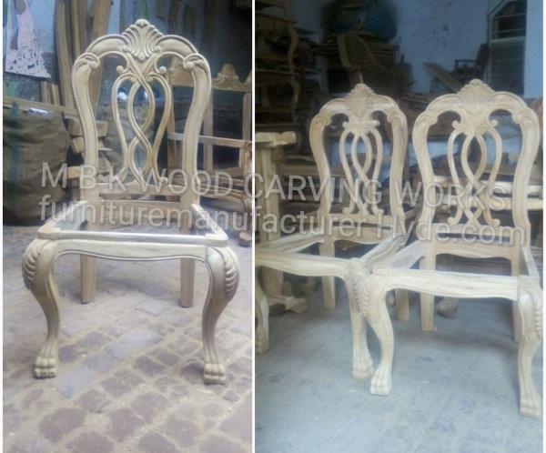 Best carving dining chair set best teak indian tek wood best quality size standards chair with polishing and with cushions best fabric cloth