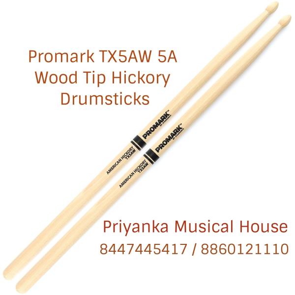 The 5A has long been the best selling stick for all styles of music due to it's well-balanced design and length. The oval-shaped tip provides a full, dark sound. The 5A is versatile enough to be used in all musical genres. Hickory is the most popular wood choice for drumsticks due to its resilience, responsiveness, durability, and classic feel Diameter: .551
