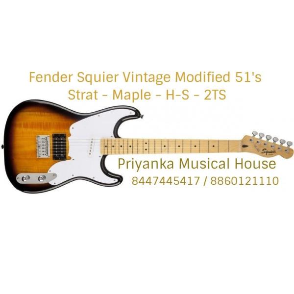 SpecsGeneralGeneralModel Name:	Squier® '51, Maple Fingerboard, 2-Color SunburstModel Number:	0305100503Series:	Vintage Modified ModelsColor:	2-Color SunburstBodyBodyBody Shape:	Stratocaster®Body Material:	BasswoodBody Finish:	Gloss PolyNeckNeckNeck Material:	MapleNeck Shape:	