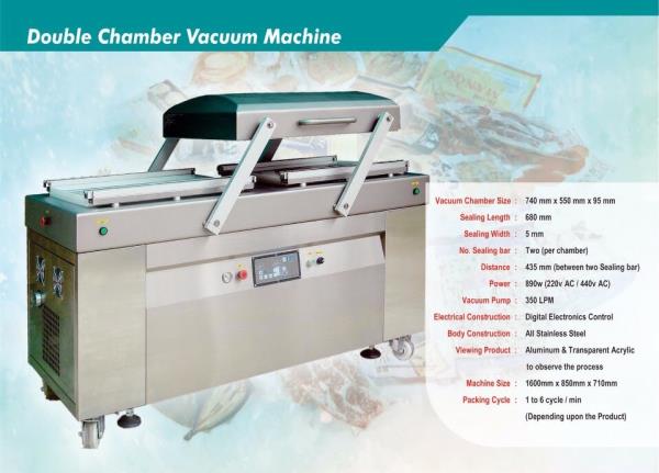 Product Details:
Automation Grade	Semi-Automatic
Condition	New
Voltage (V/Hz)	440V / 50Hz
Brand	Innovative
With an objective to fulfill the ever-evolving demands of our clients, we are engaged in offering a wide assortment of Double Chamber Vacuum Packaging Machine.