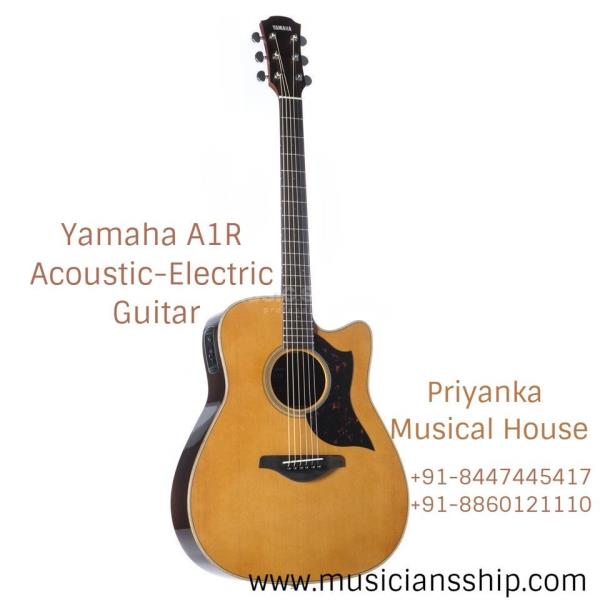 The A1R, traditional western body cutaway guitar, features solid sitka spruce top with scalloped bracing and rosewood back and sides. Yamaha's original SRT piezo pickup ensure solid plugged-in performance. Traditional Western Body Cutaway, Solid Sitka Spruce Top, Rosewood Back & Sides, New Scalloped Bracing for Louder, Richer Acoustic Sound, Cut-through Plugged-in Sound by the SRT Piezo Pickup, High Comfort Neck Profile, Simple and Distinctive Looks, Elixir Strings. AVAILABLE AT PRIYANKA MUSICAL HOUSE WITH ONE YEAR WARRANTY, PRIYANKA MUSICAL HOUSE IS AN AUTHORIZED DEALER OF YAMAHA PRODUCTS, This price for Yamaha products shown here is MRP(Maximum Retail Price) call +91-8447445417 to get discounted rates.