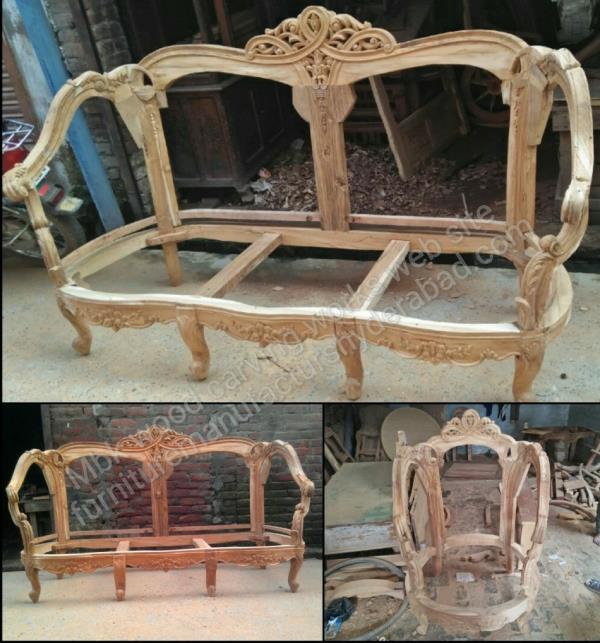 Teak wood modular sofa set best hand carving design round shape sofa 3+1+1 set nicely look and king size sofa set with polishing and with cushion best fabric clothes and rexine polish color natural walnut taek wood color and those sofa only structure 3+1+1 Price 42000 and completely set full finish same price this model only on order for ready time to work completely 15 to 20 days