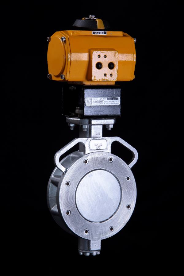 Metal to Metal PNEUMATIC Spherical Disc Butterfly Valve that is mainly used for regulating various kinds of fluids.Features:High structural strengthFlawless finishRust proofMetal to Metal Spherical Disc Butterfly Valve.Operation can be from Lever/Gear/Electro Pneumatic/Electrically Actuated/Cylinder Operated.Specification:Model: RBICSize: 50 mm(2”) to 300 mm(12”)Valve Design: Wafer Type High Performance Double Eccentric Disc DesignPressure Rating: ANSI Class 150#Body: Cast Carbon Steel, Cast Stainless SteelDisc: Cast Carbon Steel, Cast Stainless SteelShaft: S.S. 410/S.S. 304Gland Seals: Metal to Metal / PTFE SEATOperating Temperature: up to 250 °CActuator: Single Acting (Spring return) / Double Acting / MotorisedEnd Connections: Wafer type in rating PN 6, PN 10; Flanged type in #150