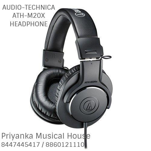 ATH-M20XPROFESSIONAL MONITOR HEADPHONESAdvanced build quality and engineering40mm drivers with rare earth magnetsTuned for enhanced low-frequency performanceCircumaural design contours around the earsExcellent sound isolation in loud environmentsConvenient single-side cable exitAVAILABLE AT PRIYANKA MUSICAL HOUSE WITH ONE YEAR WARRANTY