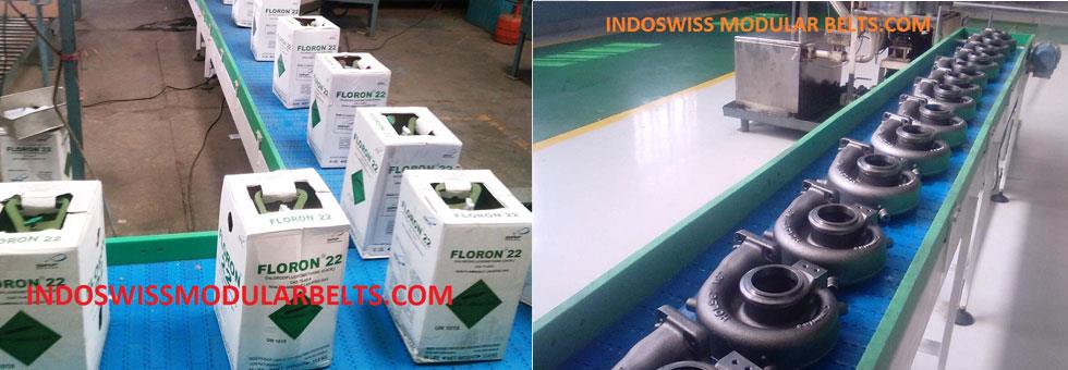 We are engaged in offering a wide array of Modular Conveyor System including Food Grade Conveyor System and Industrial Grade Conveyor System. We are a trustworthy Manufacturer and Supplier of Modular Conveyor System in Rajasthan (India). We make available Indo-Swiss Modular Belt Conveyors that are reliable and robust in construction. The Systems are produced under strict vigilance of experts assuring quality. Our Conveyor System is long lasting and highly reliable. They are offered at market-leading prices.Highlights :Made up of low friction engineering plastics for Extra extended long life, so extremely economicalVirtually zero maintenance , & zero down time is the design feature of INDOSWISS modular beltsSelf tracking system , a unique integrated design parameterFlexibility in making of sizes (both width wise & length wise)Reduced inventory costPower saver ( consumes almost 5—8 times less driving power as compared to conventional belts)Washable system , Hygenic as per Clean Room StandardsAcid & Alkaline / (Chemical proof) Resistant GradeFood Grade virgin material (FDA)Useable for Food & Pharma applications alsoVery economical recovery cost, even in case of accidents.Specialized out side manpower or machines not required for accidental or routine maintenance.Full recovery value even in case of change in sizes of belts ( Modules are standard & interchangeable)Reduced friction & zero slippage, moves with positive gear drive with virtually zero longitude tension compared to conventional belt drive system.INDOSWISS Modular Belts are the Best, Latest technology driven & most economical modular belt system.Added Features :Industrial Modular Belt conveyors are available with VARIABLE SPEED CONVEYOR control panel as optional features.Auto stop controls ( To avoid product fall at end)Adjustable Height / Fixed.Movable on wheels.On site Installation work.