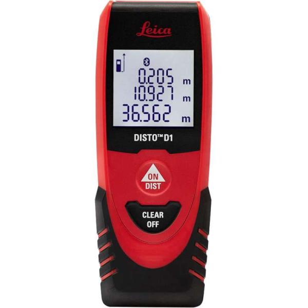 Leica Disto D1 Laser Distance MeterOld fashioned measuring tape versus laser precision? There’s no comparison.Leica Disto D1The Leica Disto D1 measures distances and heights of up to 40m like a pro and there’s no need of a ladder, a slack steel tape or a tired companion. You’ll get 2 mm accuracy with just one press of a button. It’ll save you time and reduce errors. Difficult or unsafe measuring situations are now in the past. The Leica Disto D1 provides professionals as well as DIY users with a fast, reliable and easy-to-use laser measuring tool. One measurement is enough and the result can be effortlessly read off the clear display.Just turn on the Bluetooth™ Smart enabled Leica D1 and it can connect with the Disto Sketch app. Create photos or sketches and dimension them with the results, which are transmitted directly to your tablet or smart phone. Plans are automatically completed with circumferences and areas. Disto Sketch integrates measurements into job-site sketches or project images to speed up workflows and finished jobs faster. Error-free information of projects is sent instantly back to the site or office.Enjoy the convenience of modern simplicity with renowned Leica precision and quality. Compact and lightweight, the D1 is never out of reach.Featured withBluetooth® Smart for data transfer to smart phones and tabletsFree App Leica DISTO™ sketch40meter rangeXRange Power TechnologyClear, illuminated displayIP54 splash water and dust protected