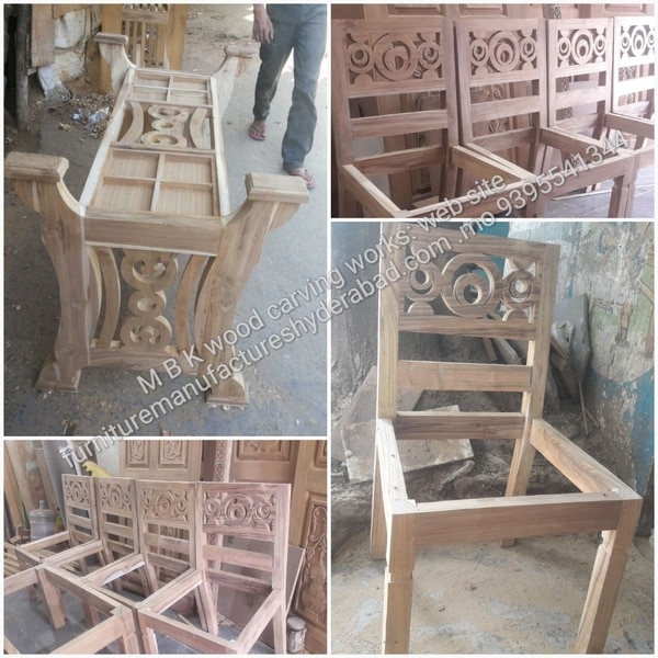 Teal Wood dining table set best hands working design antique type dining table best Indian teak wood size 5*3 table 1No and chairs 6 No very comfortable chair polish finish with cushion best fabric no leather and rexine this model only on order for ready no stock