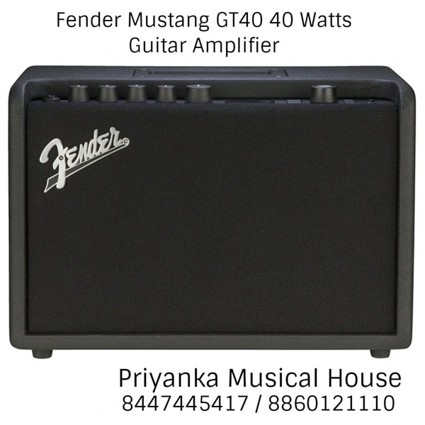 Fender Mustang GT40 40 Watts Guitar Amplifier-2310106000PERFECT FOR TABLETOP OR RECORDING DESKHow can a modern legend like the Mustang digital amplifiers be improved? Simple—we do it again, bigger and better with the Mustang GT 40. We take seven decades' worth of experience crafting inspirational tools and use it to add new (and better) amp and effects models while making it easier to use all of this without sacrificing one iota of power. We make it easy to control a studio's worth of authentic amp and effects models with one finger via Bluetooth and the exclusive Fender Tone app.We invent the world's first WiFi-equipped guitar amplifier, making it easy for you to download the latest updates, access Fender artist-created presets, and connect directly with a community of other creative players and music makers like yourself.We create the Mustang GT 40 digital amplifier.FEATURES40-watt WiFi-equipped digital amplifierTwo 6.5” Fender Special Design speakersFree, exclusive Tone App for one-touch preset access, management and editingNew models and effects with “spillover”Bluetooth audio streaming and controlOnboard 60-second looper; setlist supportOptional MGT-4 footswitch for control of presets and effects, tuner and looper accessHIGHLIGHTSWIRELESSMustang GT is the world’s first WiFi-equipped amplifier. Users can access Fender artist-created presets, download the latest firmware updates and connect directly with a community of players to share their own presets, playing tips and more. Stream stereo music wirelessly from any Bluetooth device, or customize a preset from across the room with an iOS or Android smartphone, using the Tone app.PRESETSMustang GT includes both genre-specific and artist-specific presets—created by the artists themselves. No other manufacturer has Fender’s access to inspiring artists across such a wide variety of genres, from R&B to metal to pop to jazz.UPGRADED MODELINGNew models and effects with even more realism, increased signal path flexibility, more realistic response, “setlist” support and effects spillover when changing presets—we’ve updated everything about our digital modeling.TONE APPThe free, exclusive Fender Tone app uses an intuitive interface to access a virtually endless number of presets, add one-touch control and remote editing to the Mustang GT’s power and connect to Fender Digital for learning, demoing and sharing presets.USER INTERFACEThe crystal-clear, LCD color display makes it easy to see amp and effect settings at a glance. Add to that the large encoder dial and three soft-touch keys and you have a powerful, intuitive interface that makes it easy to create your sound.LOOPERThe optional MGT-4 4-button footswitch unlocks the GT 40’s powerful onboard looping capabilities—with up to 60 seconds of record time. The looper can be used as a creative tool to create lush, multi-layered soundscapes, as a practice companion to hear scales and chords in context or as a writing partner to work out ideas on the fly.