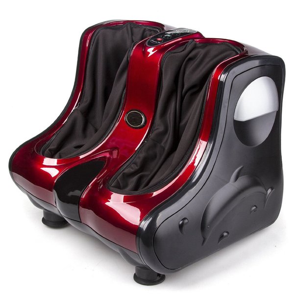 Description:-Leg foot massager machine for pain relief with rubber kneading pads to effectively massage foot ankle and calf at the same timeHelps promote blood circulation in men and womenEffective in varicose veins, foot pain calf pain, arthritis, knee pain.3 modes of vibration plus 3 modes of kneadingRelaxing reflexology vibration plate on sole of foot